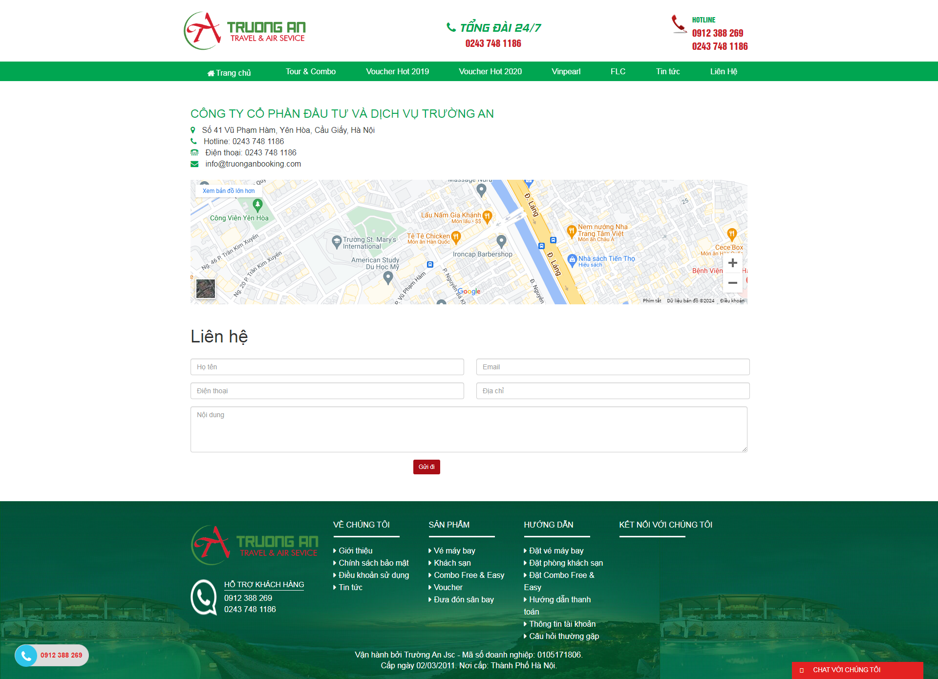 Website Trường An Travel3